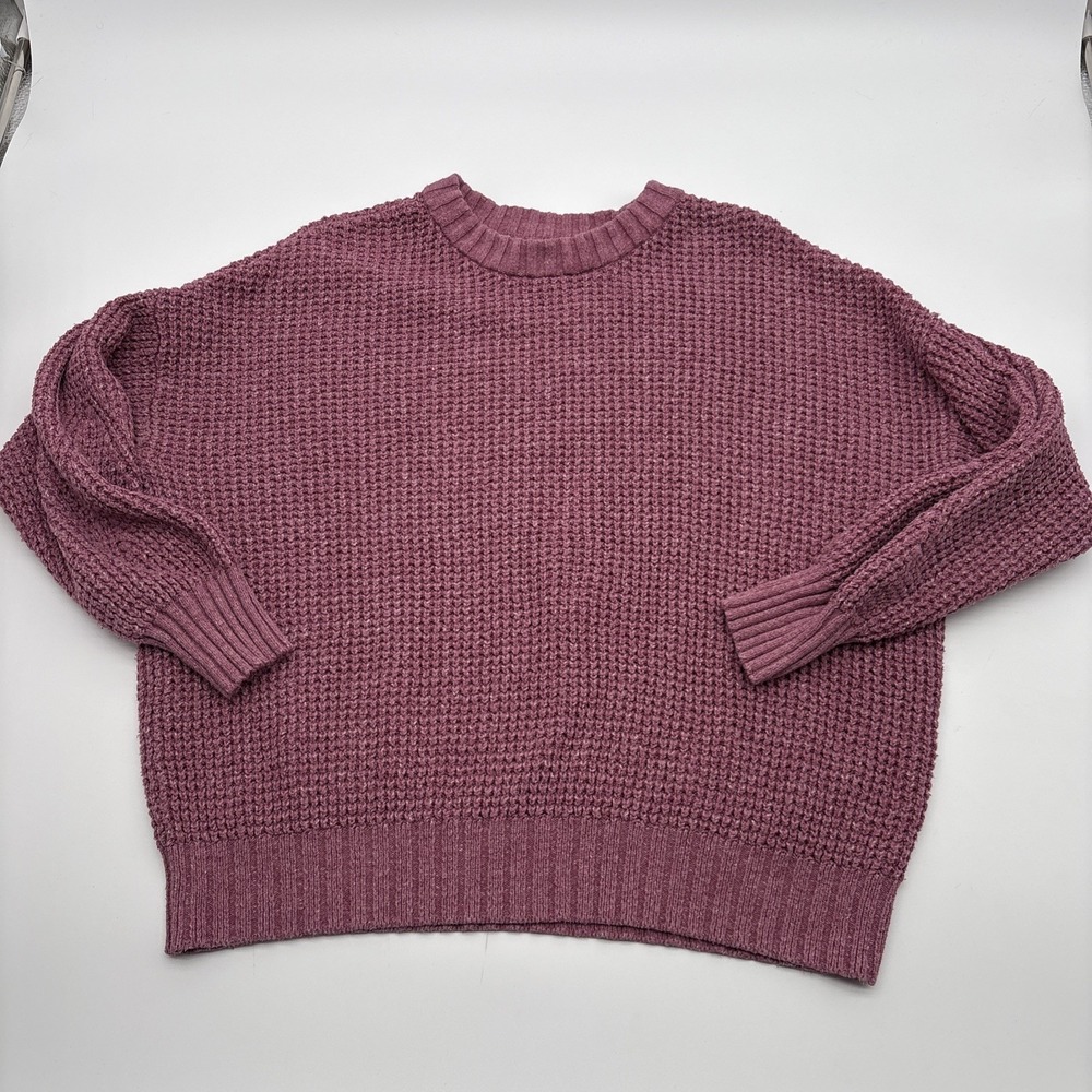 American Eagle Oversized Waffle Knit Crewneck Sweater Womens M Slouchy Chunky